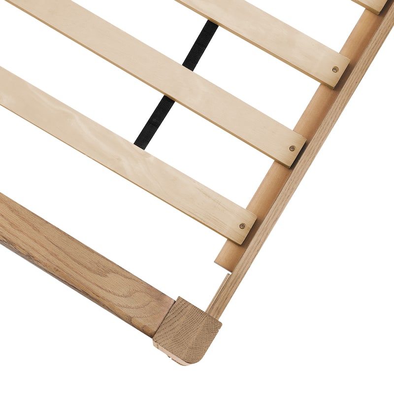 Solid Wood Panel Platform Bed with Headboard, Double Size Beds Wooden Rustic Bed Frame Bedroom Furniture