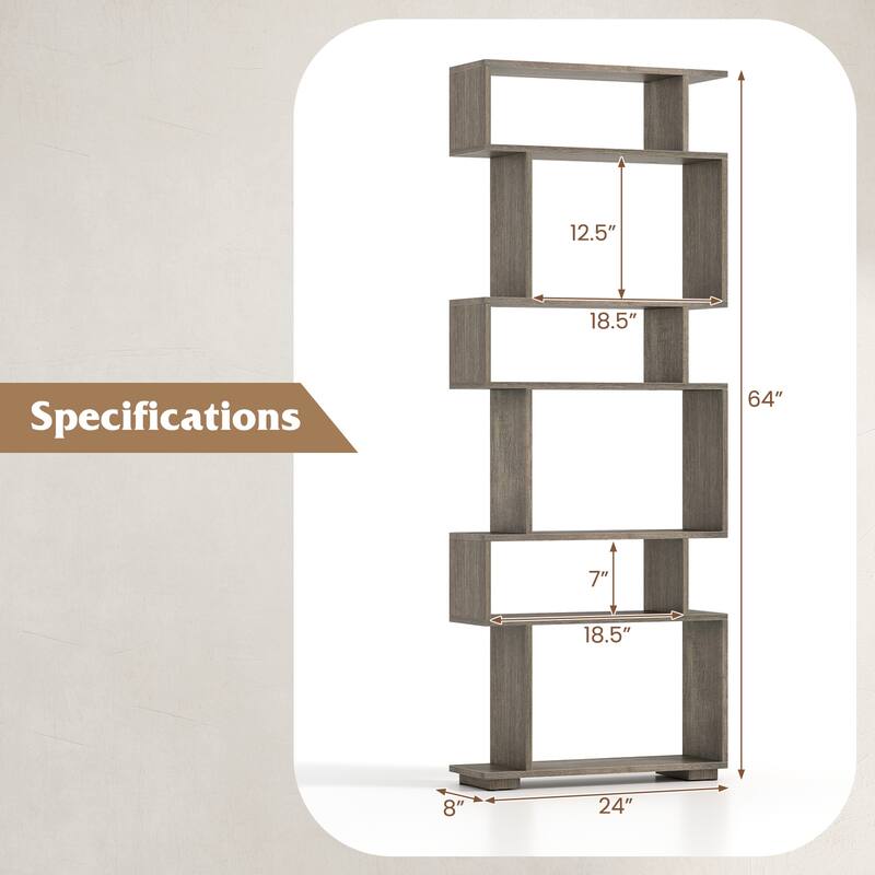 Gymax Set of 2 6-tier Storage Bookshelf w/Anti-toppling Kits