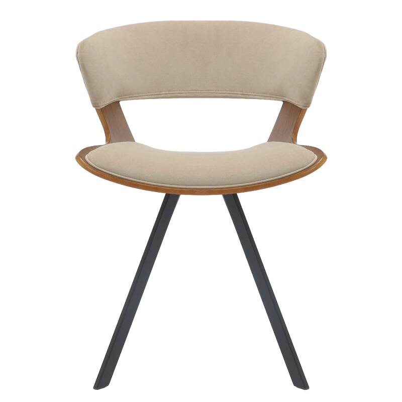 Nymia Upholstered Dining Chair with Saddle Seat - Velvet or Leather Accent Chair with Open Back and Iron Legs Set of 4