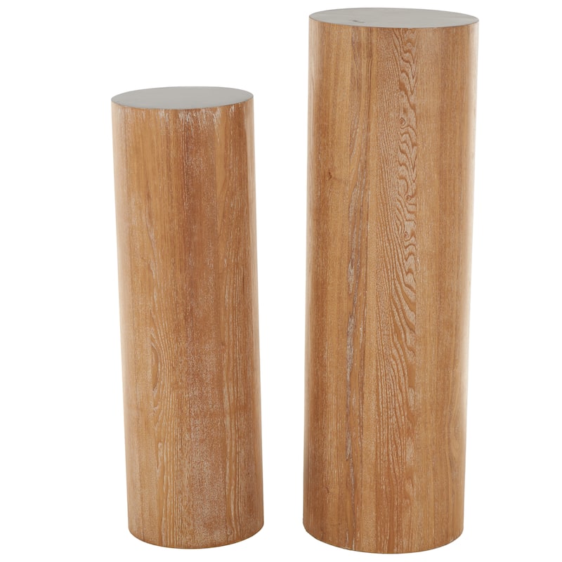 Wood Handmade Pedestal Table - Set of 2 Brown, Black or White - Roche River Decor