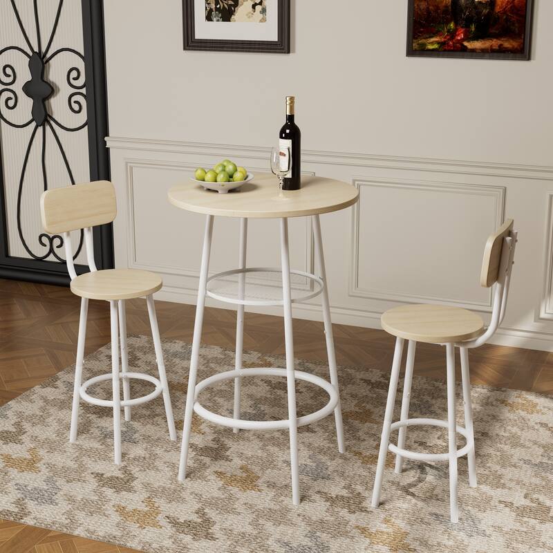 3-Piece Counter Height Table Set with 2 Stools, Bistro Table Set