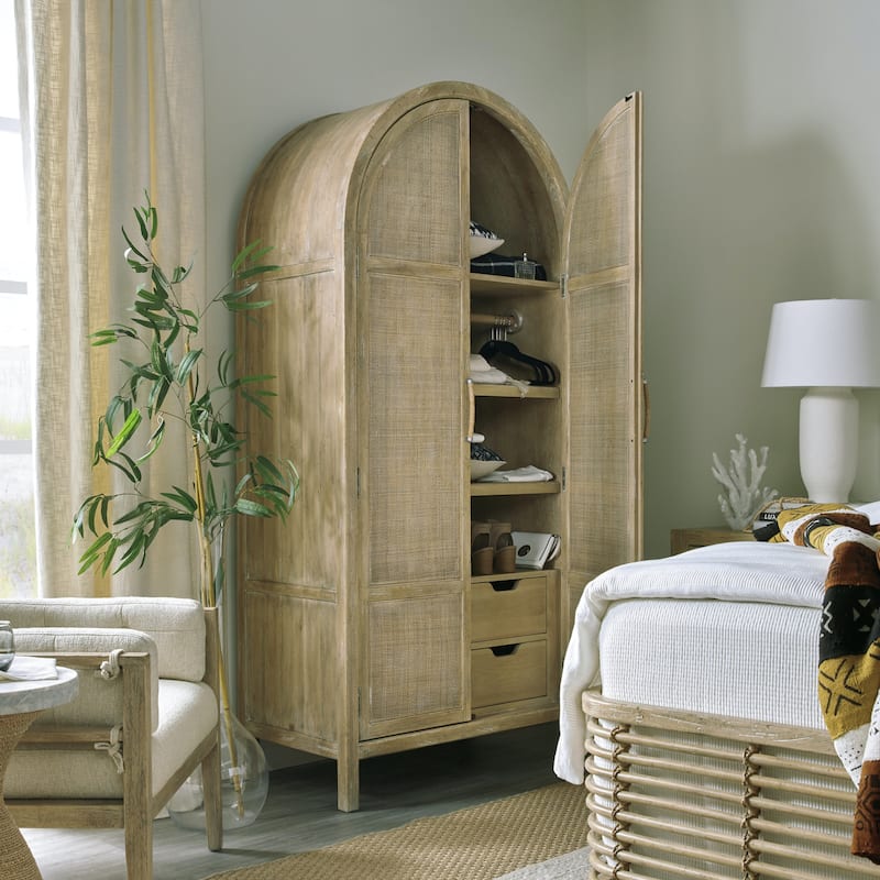 Hooker Furniture Surfrider 40" Wide Coastal Luxury Rattan Door Arched - Driftwood