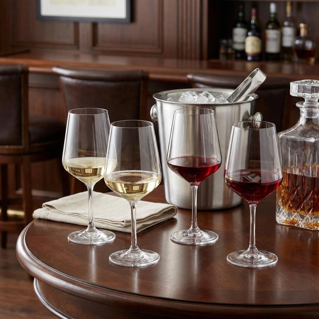 HomeRoots Set of Four Clear Tritan Plastic Stemmed All Purpose Wine Glasses