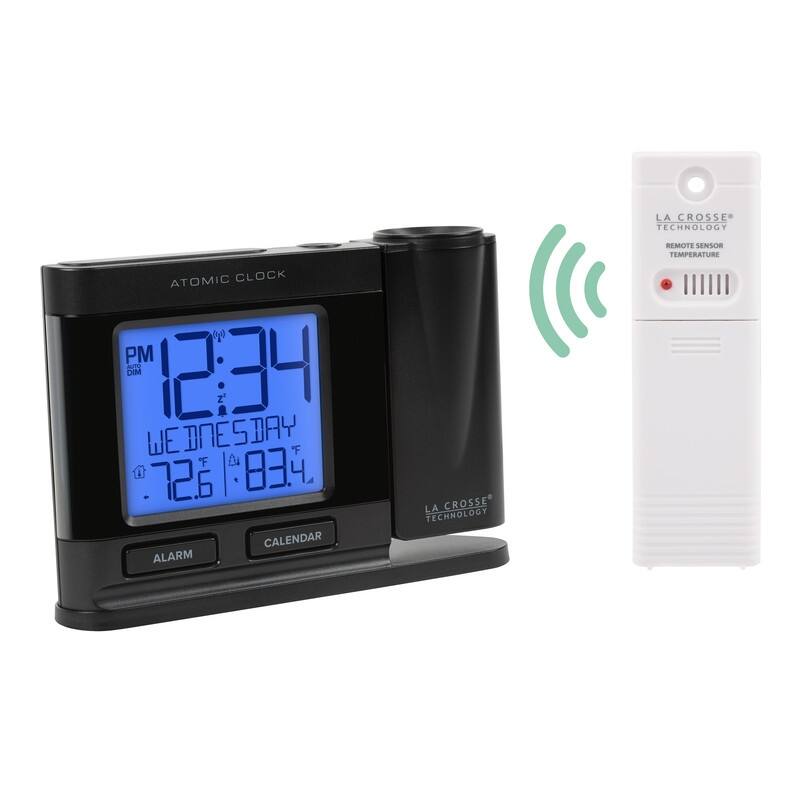 La Crosse Black Atomic Projection Alarm Clock with Temp, 616-41667