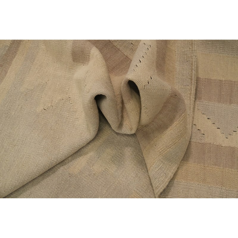 Hand Woven Oriental 100% Wool Carpet Southwestern Tribal Greys & Charcoal Kilim Area Rug - 9' 10'' X 6' 4''