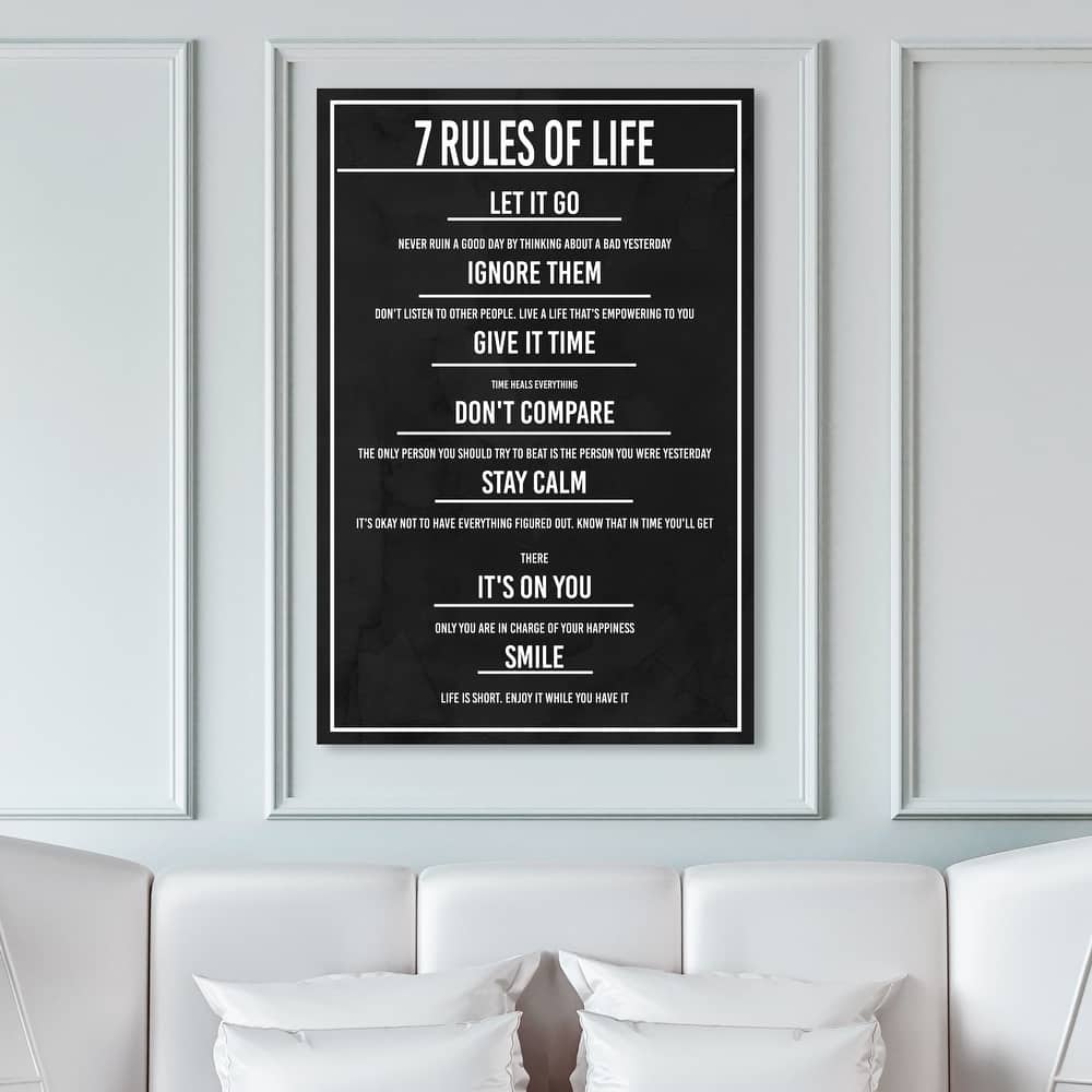 Wynwood Studio Fashion and Glam 7 Rules of Life Dusk Black and Modern & Contemporary Wall Art Canvas Print