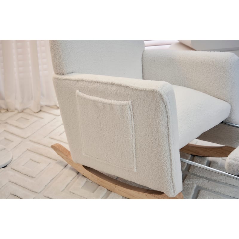 Upholstered Fabric Nursery Rocking Chair with Adjustable Footrest