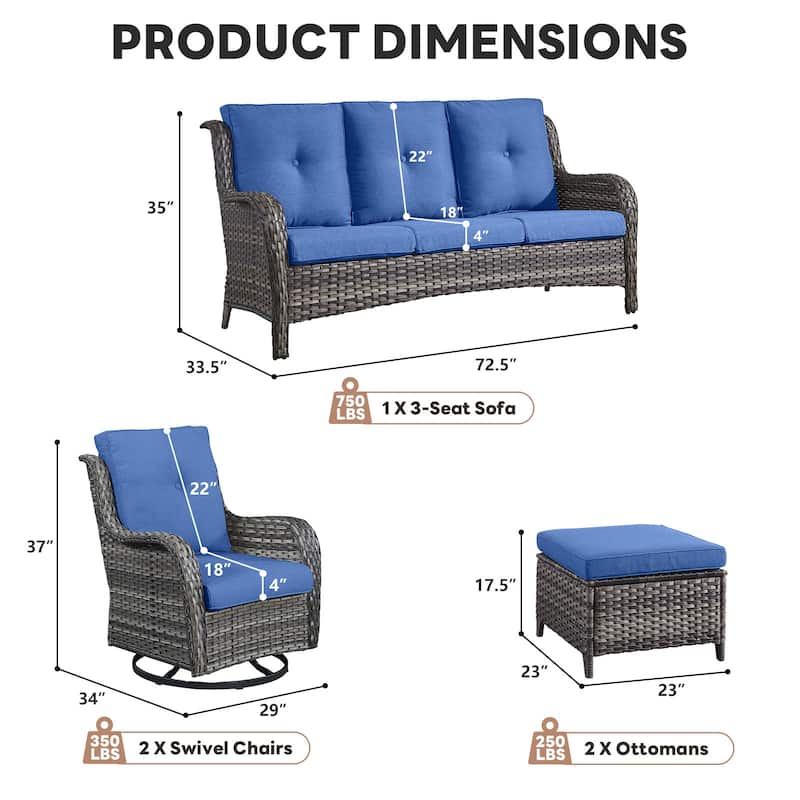 Pocassy Outdoor Patio Wciker Sofa Furniture Set of Chair Table.