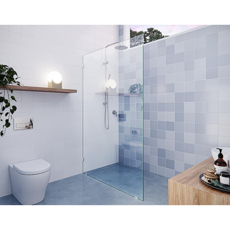 Glass Warehouse 78" x 49" Frameless Shower Door - Single Fixed Panel - Polished Nickel