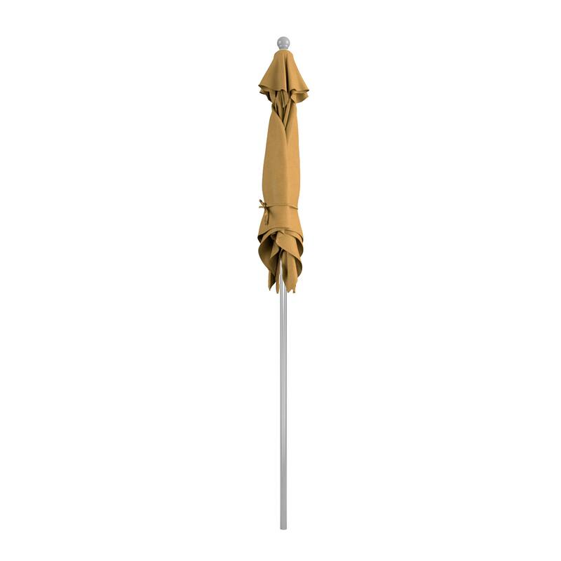 California Umbrella 6' Sq. Aluminum Frame, Fiberglass Rib Patio Umbrella, Push Open, Anodized Sliver Finish, Sunbrella Fabric