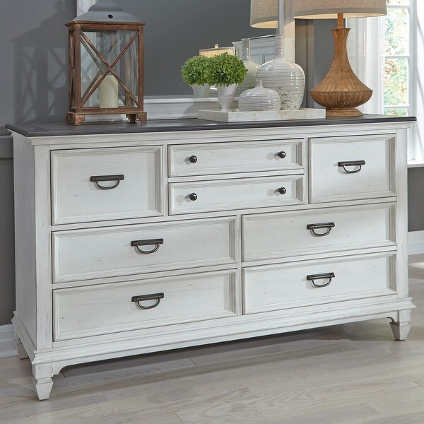 Copper Grove Allyson Park Wirebrushed White Charcoal 8 Drawer Dresser