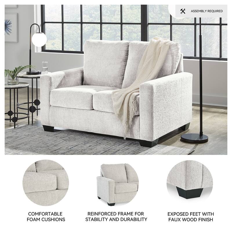 Signature Design by Ashley Rannis Snow Twin Sofa Sleeper - 54"W x 40"D x 39"H
