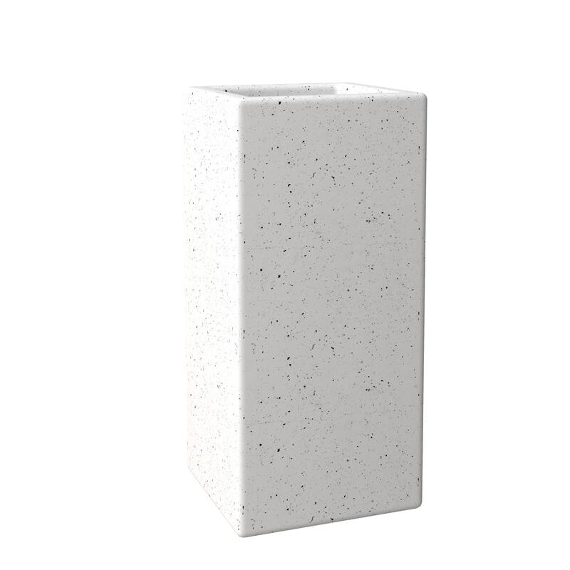 Modern Tall Square in Fiberstone and MGO Clay Planter Terra Series - 27 Inch - Dotted White