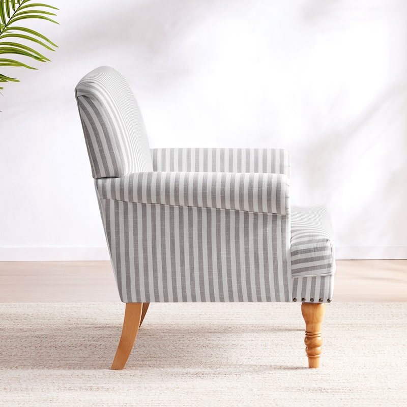 Rolled Armchair Accent Chair Set of 2 Blue/ Grey/ Brown