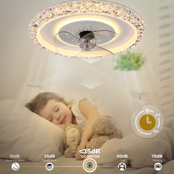 Moasis Dimmable LED 6 Speeds 20" Ceiling Fan Light