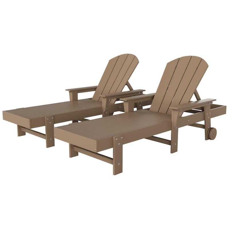 Polytrends Laguna Hdpe All Weather Outdoor Patio Pool Reclining Chaise Lounge With Arms And Wheels (Set Of 2)