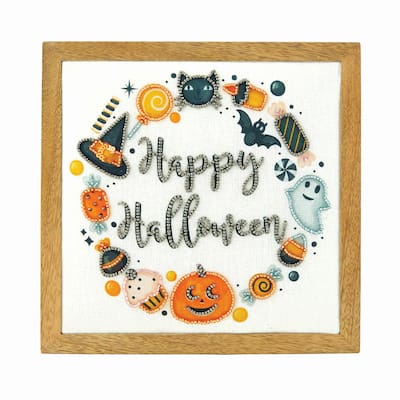 Embellished Halloween Wreath Shelf Sitter Block