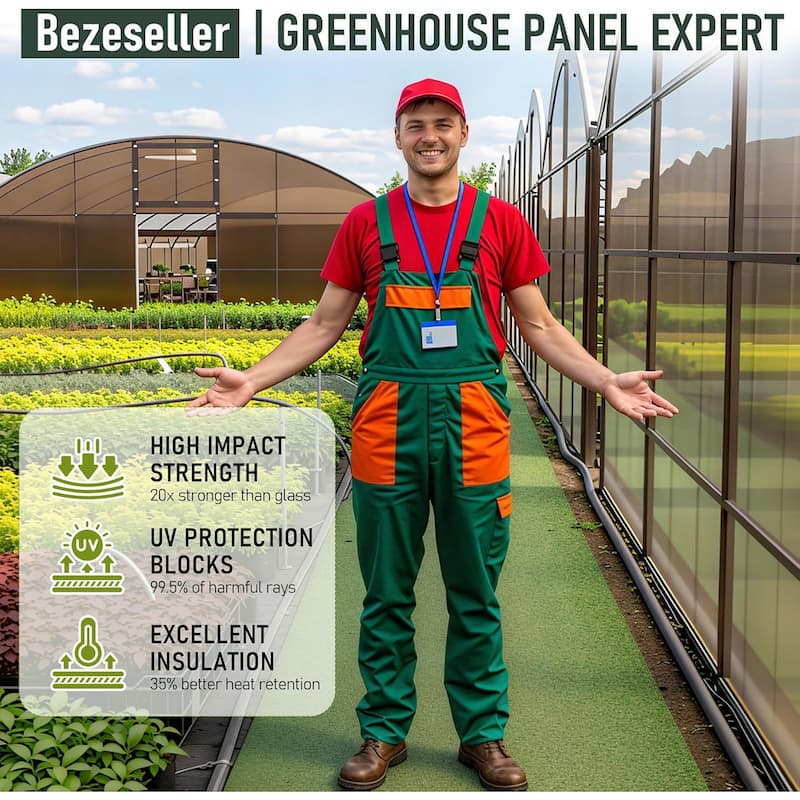 5x2 FT UV Resistant Twin-Wall Awning Panels, Thick Weatherproof greenhouse panels