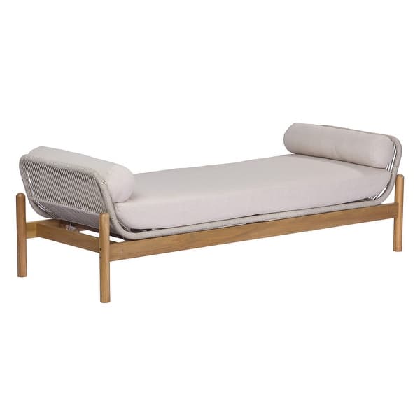 Christopher Knight Home - Mica Outdoor Acacia Wood and Handwoven Rope Daybed with Water Resistant Cushions - Bed Bath & Beyond