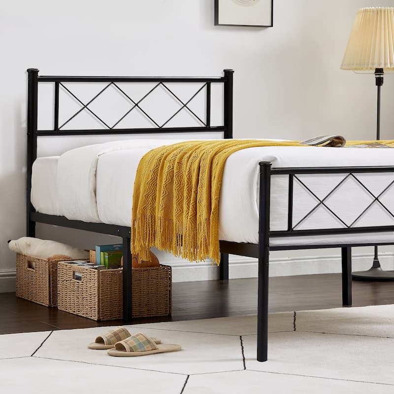 VECELO Modern Premium Metal Platform Bed Frames, Twin/Full/Queen Size Bed, Student apartment Beds