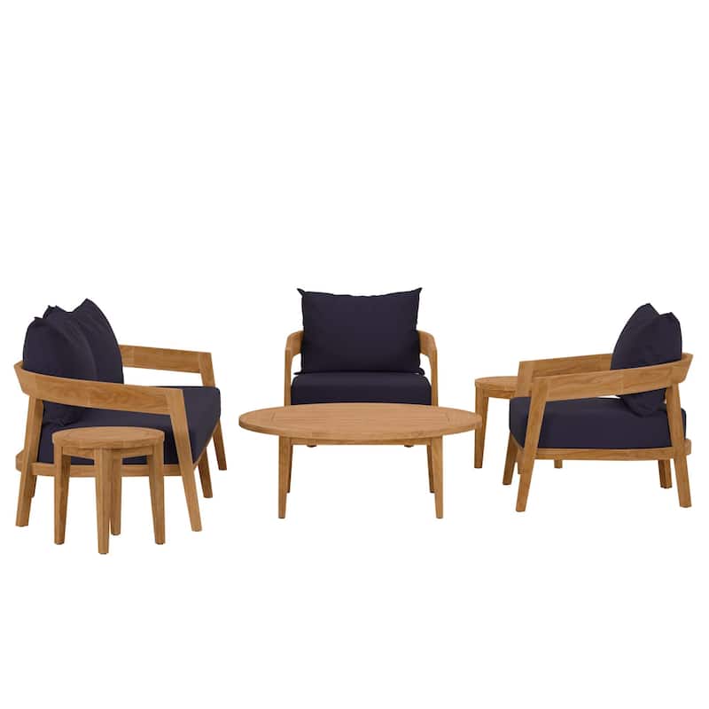 Brisbane 6-Piece Teak Wood Outdoor Patio Outdoor Patio Set