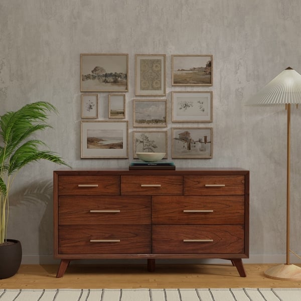 brown 7 drawer dresser Silverton 7 Drawer Rustic Metal Dresser Whitewash main image 1