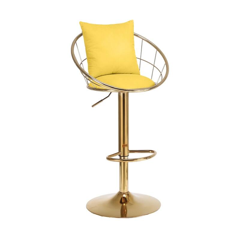 Adjustable Swivel Bar Stools with Gold Plated Frame (Set of 2)