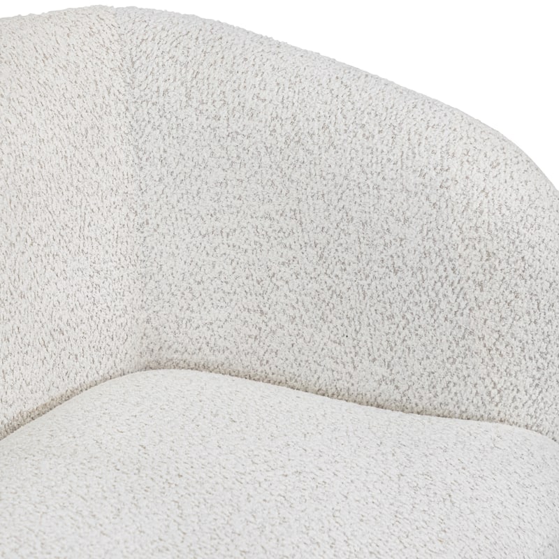 Furniture of America Ophelia Modern Curved Arms Boucle Accent Chair with Kidney Style Seat and Round Wooden Legs