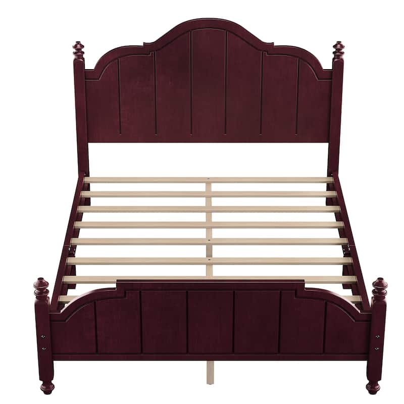 Bed Frame Queen Size with Headboard, Vintage Queen Bed Frame with Slats Support, Wooden Platform Queen Bed