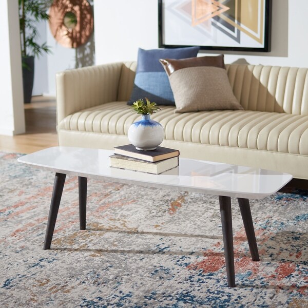 SAFAVIEH Mid Century Josiah White Dark Brown Lacquer Coffee Table