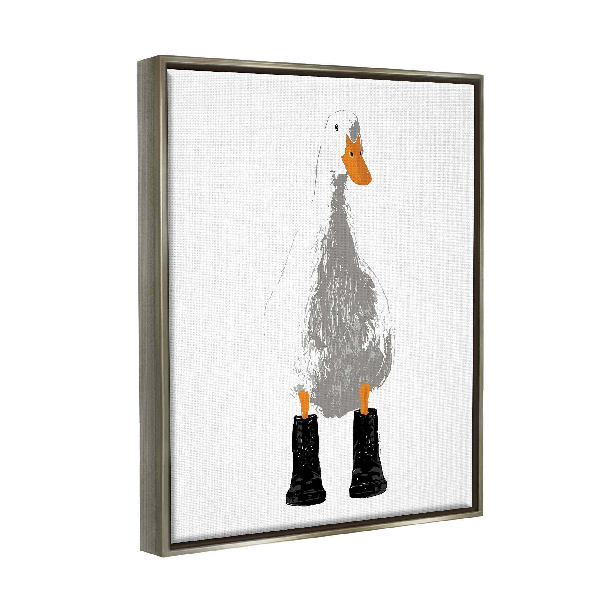 Stupell Industries White Duck Wearing Rain Boots Portrait Floating ...