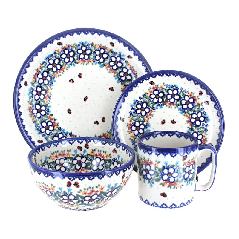 Blue Rose Polish Pottery Vena Dinnerware (4 PC) - Scarlett