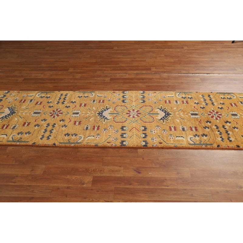Orange & Rust Kazak Indian Runner Rug Handmade Wool Carpet - 2'6"x 12'0"