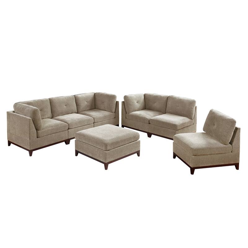 7 Piece Chenille Fabric Modular Sofa Set