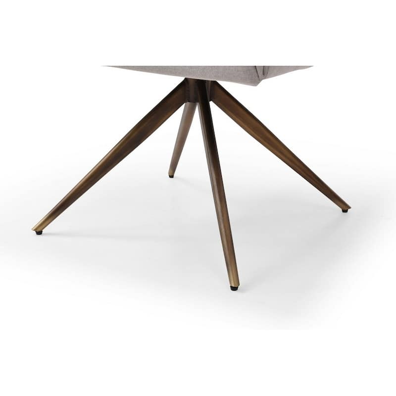 Light Gray And Brass Upholstered Fabric Dining Arm Chair