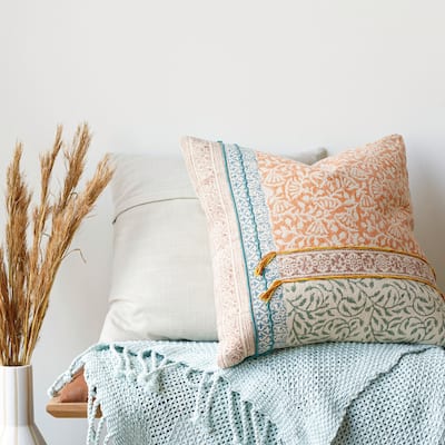 Teddie Bright Color Abstract Botanical Throw Pillow