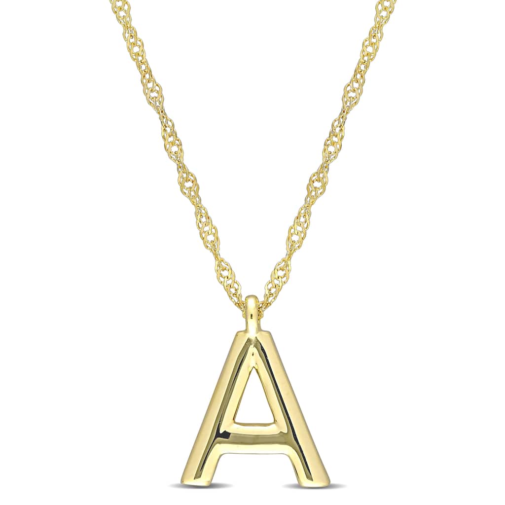 Miadora 14k Yellow Gold A Initial Necklace - 11.3 mm x 17 inch x 8.4 mm - 11.3 mm x 17 inch x 8.4 mm