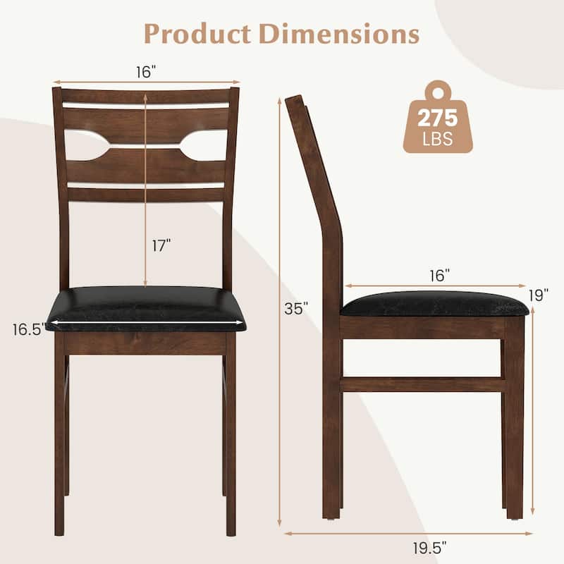Gymax Dining Chair Set of 4 w/ Rubber Wood Frame Padded Seat Curved