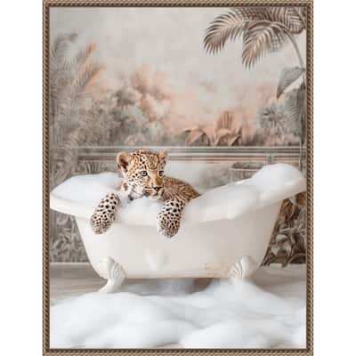 Leopard Bubble Delight by Niky Rahner Framed Canvas Wall Art