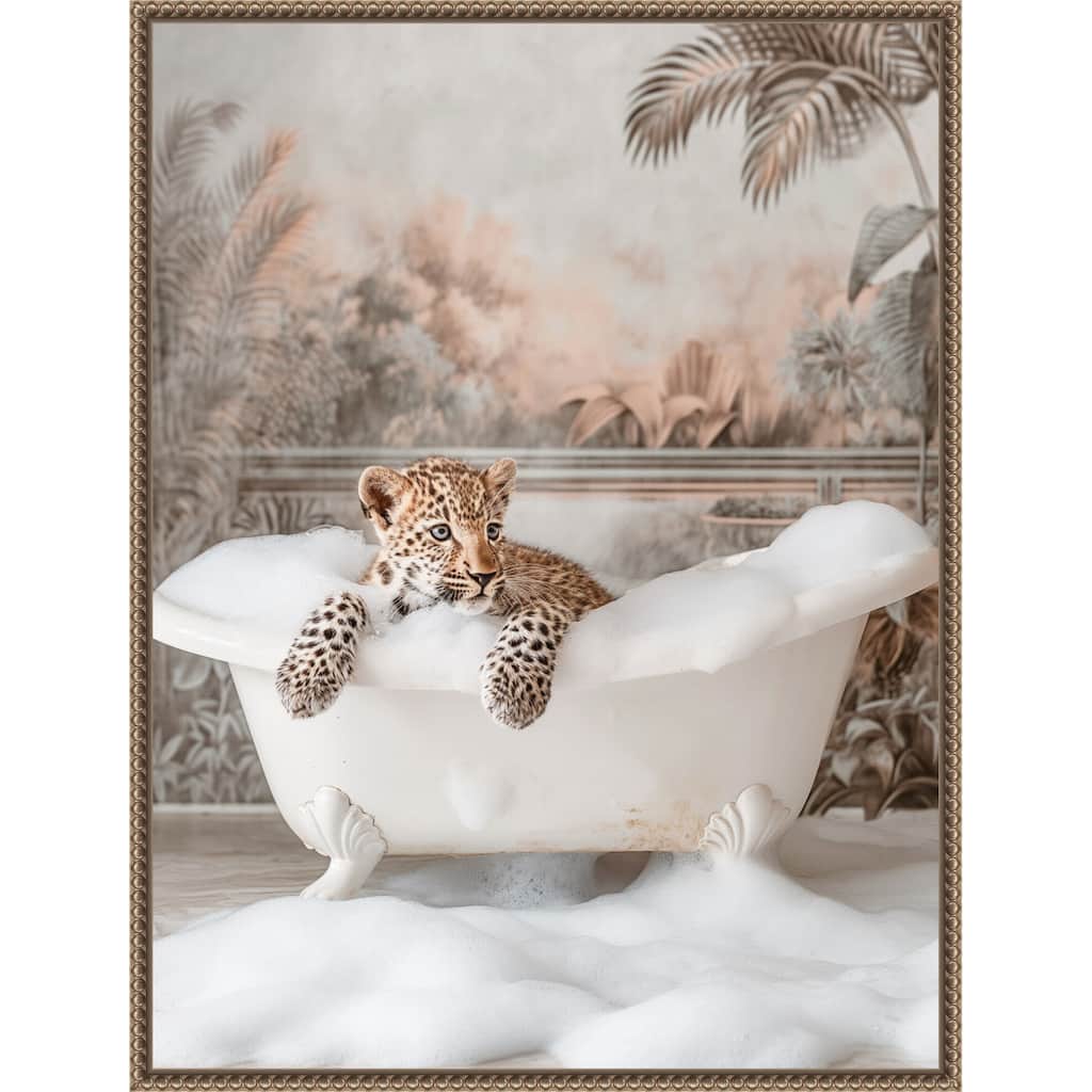 Leopard Bubble Delight by Niky Rahner Framed Canvas Wall Art