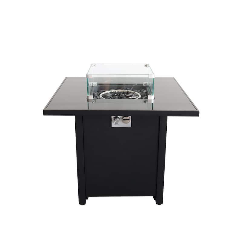 30" Outdoor Rectangle Fire Pit Table in Black