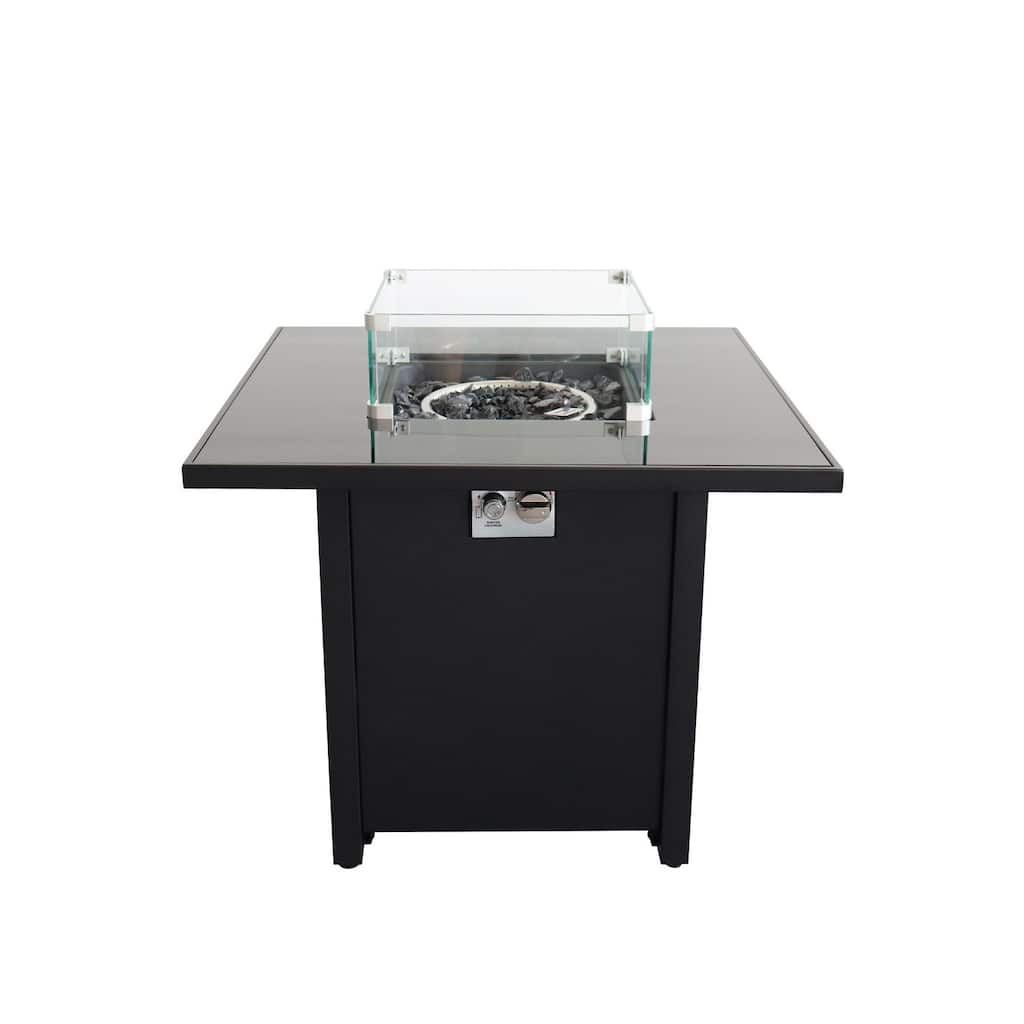 30" Outdoor Rectangle Fire Pit Table in Black