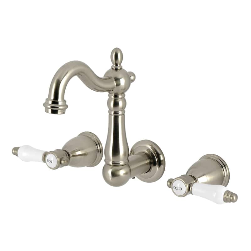 Kingston Brass Bel-Air Double-Handle Wall Mount Bathroom Faucet - Brushed Nickel