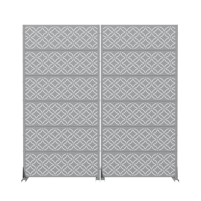 Privacy Metal Screen Fence Panel Horizontal Stripe Pattern Set of 2