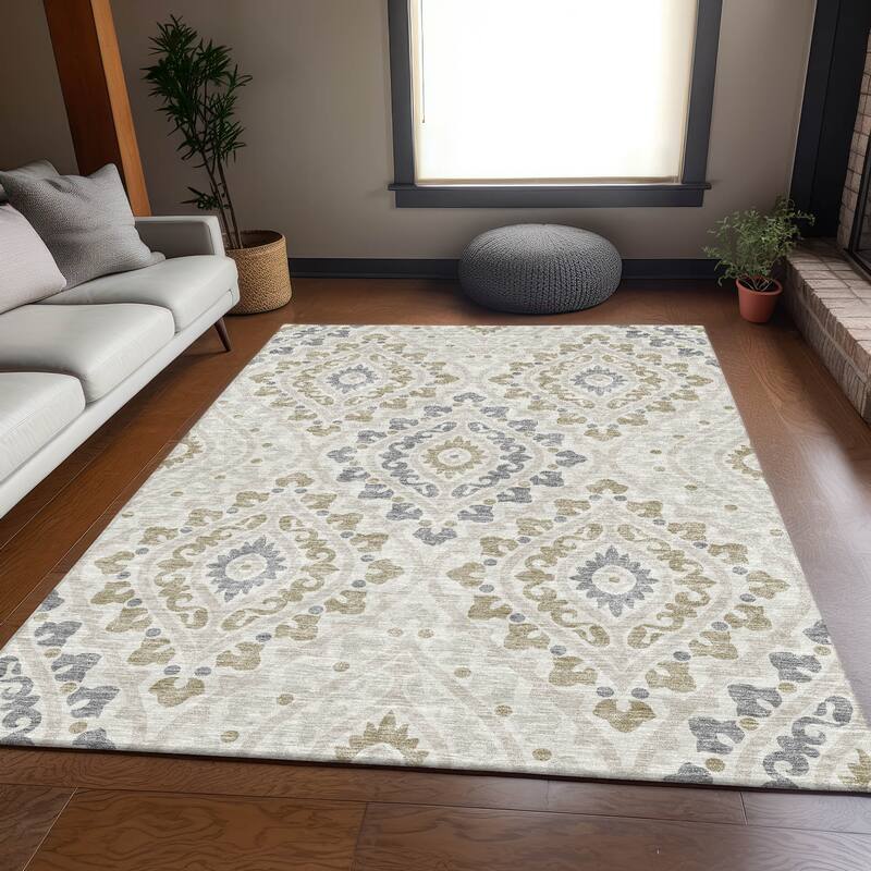 Machine Washable Indoor/ Outdoor Chantille Ttransitional Medallion Rug