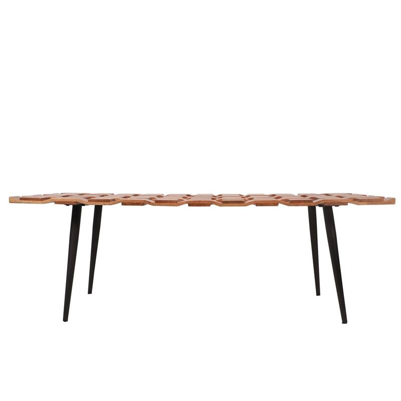 Weaved Wooden Coffee Table - 48" - Honey Gold Finish
