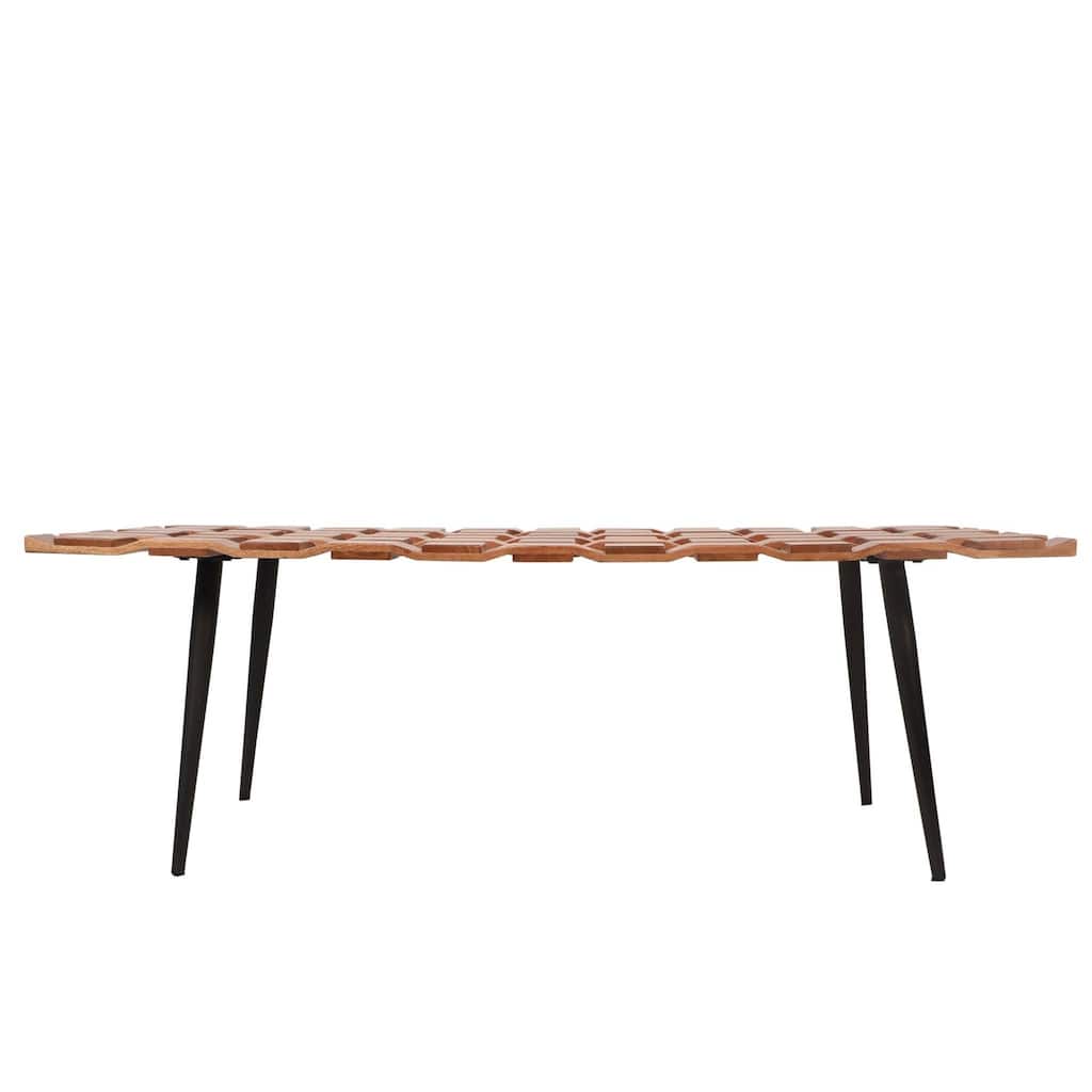 Weaved Wooden Coffee Table - 48" - Honey Gold Finish