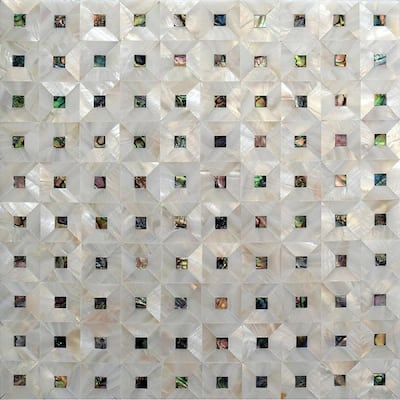 20 Pack Beige and White 12.1-in. x 12.1-in Polished Mother of Pearl Mosaic Wall Tile (20.33 Sq ft/case)