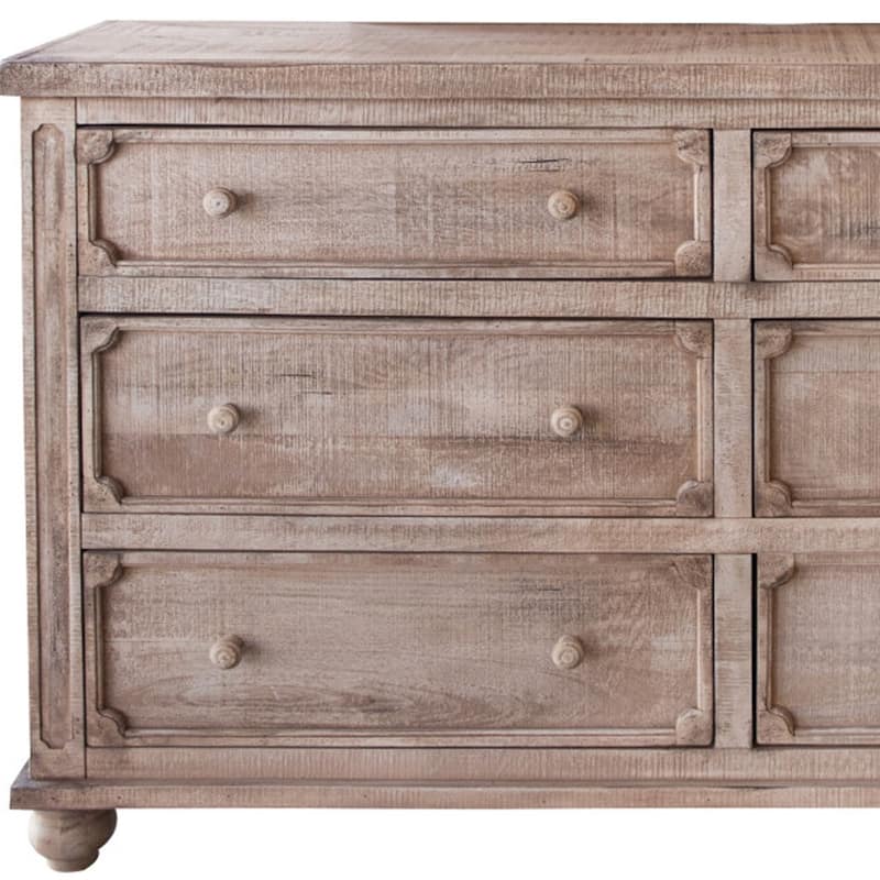 HomeRoots 70" Natural Solid Wood Six Drawer Double Dresser