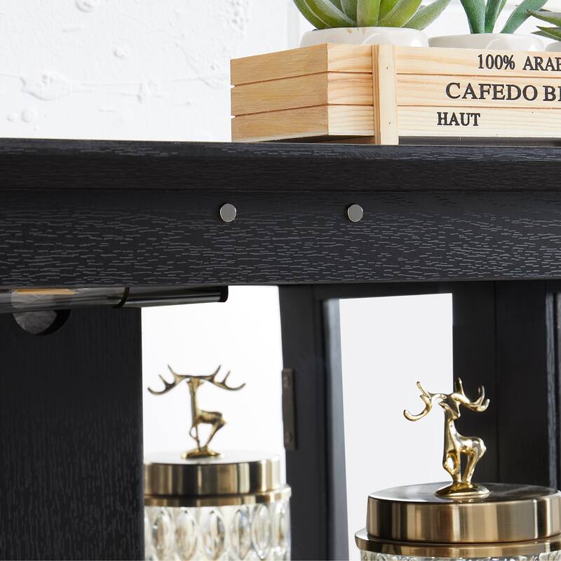 GDFStudio - Traditional Storage Lighted Curio Display Cabinet with Glass Doors and Drawer